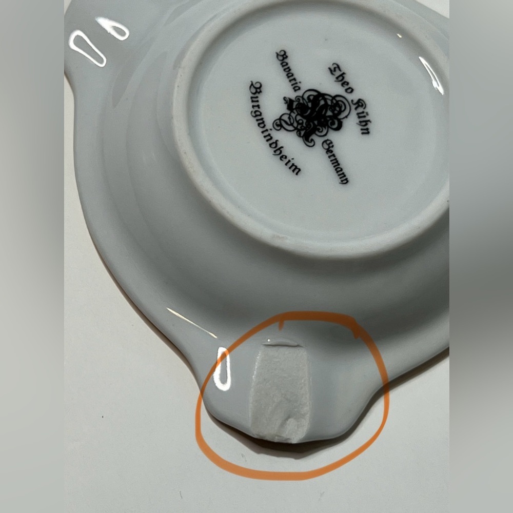 VTG Porcelain Ashtray Munchen Bavaria Germany Theo Kuhn Butgwinbheim Gold Rim - Picture 8 of 12
